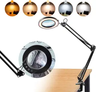 Pracovní LED lampa s lupou, regulovatelná teplota světla