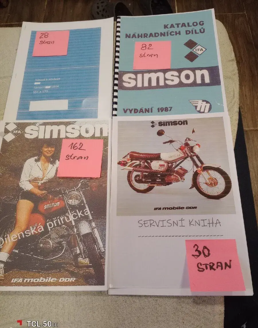 Simson 51. Kompletní provozně servisní technická literatura.