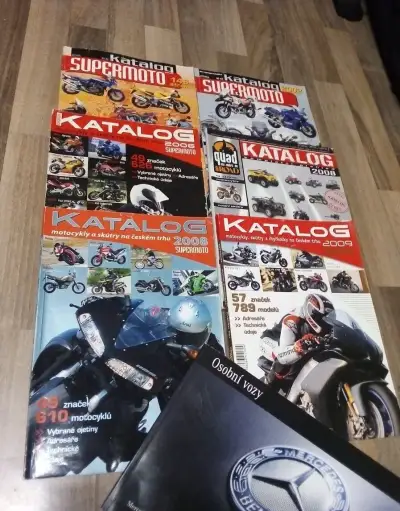 6x Motokatalog + katalog Mercedes Benz. Pouze vše nar