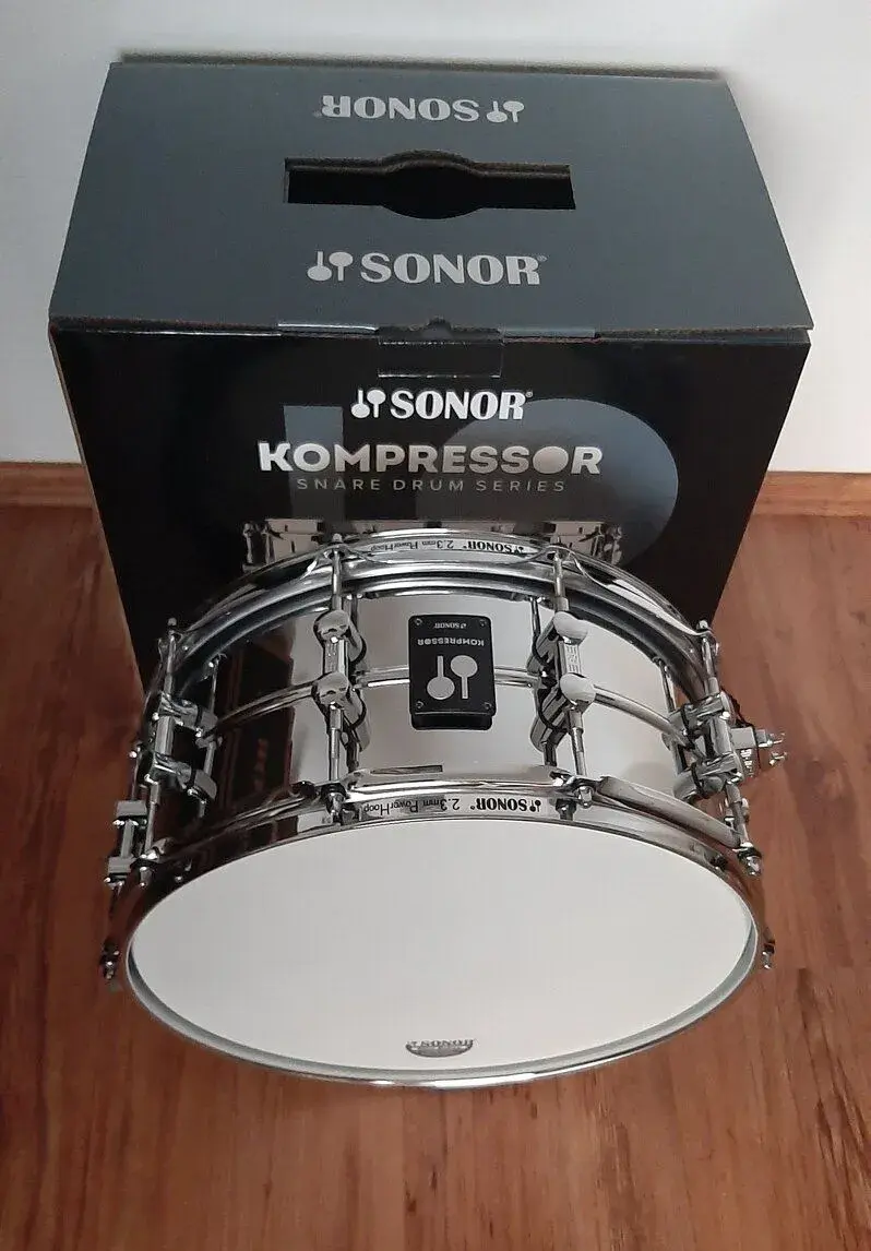 Nový snare Sonor Kompressor- steel, 14"x6,5