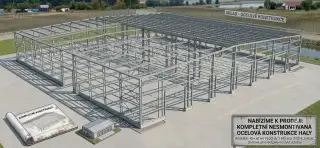 NOVÁ OCELOVÁ MONTOVANÁ KONSTRUKCE HALY 40x40x10 m