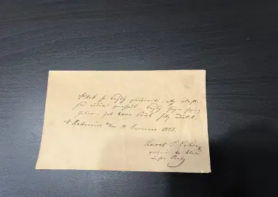 KAREL JAROMÍR ERBEN - vzácný originální podpis a přípis 1853