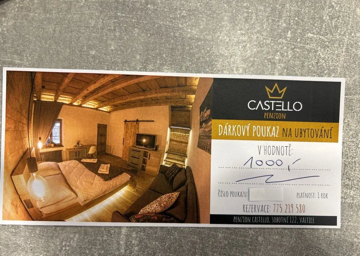 Dárkový poukaz (voucher) penzion Castelo - Valtice
