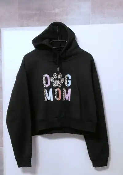 nová černá mikina s kapucí Dog Mom, vel. L