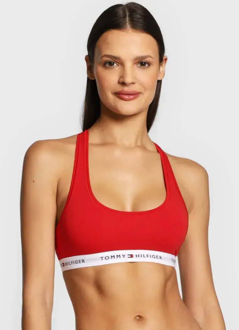 TOMMY HILFIGER KRÁSNÁ RED BAVLNĚNÁ SPORT PODPRSENKA L