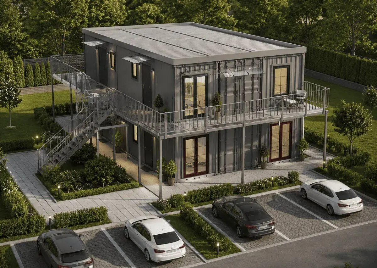 Rozpracovaný modulový dům z kontejnerů 180 m²