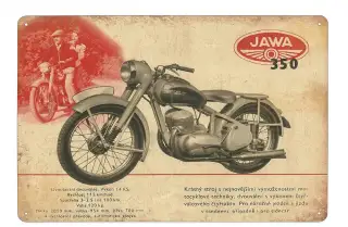 Jawa 350 (dobová reklama) - plechová cedule