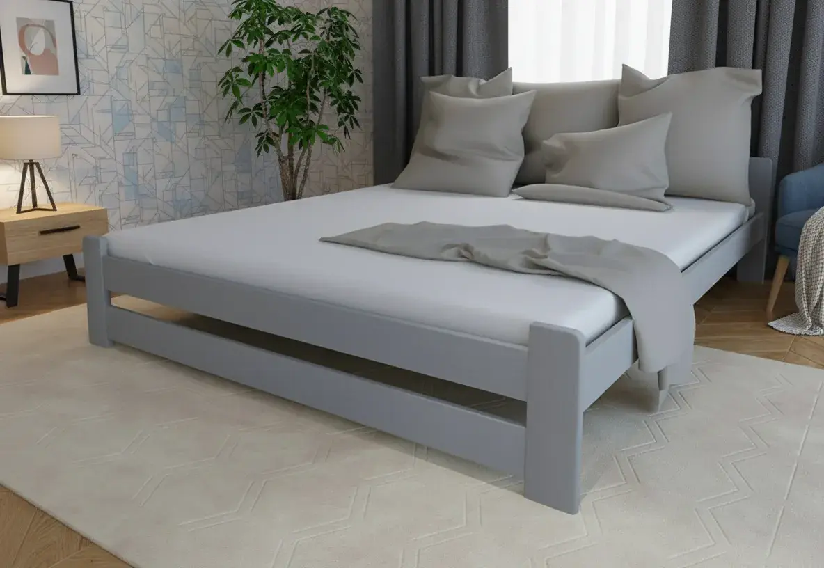 Nová postel BOROVICE 140x200 + rošt ŠEDÁ