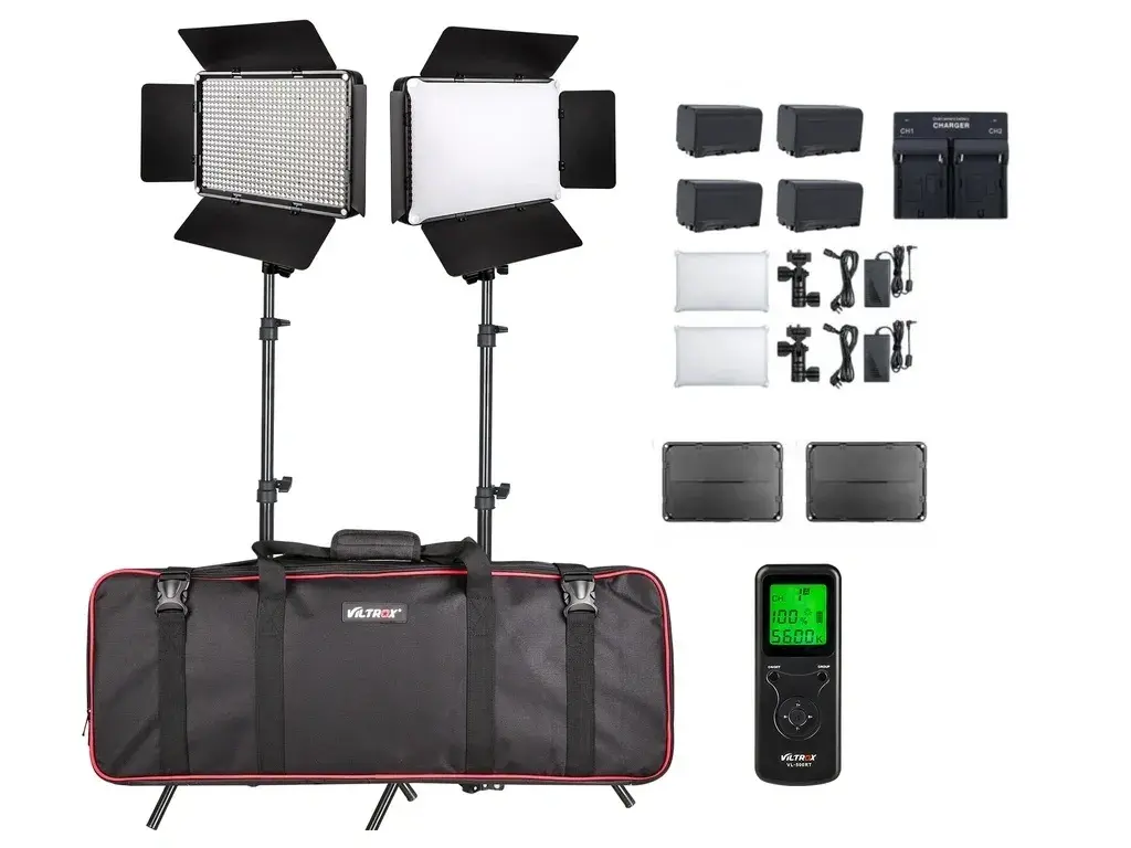 Sestava 2x video led světlo Viltrox VL-D640T + 4x baterie