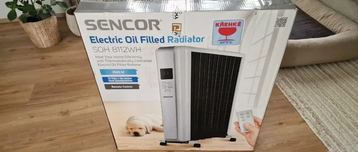 Olejový radiátor Sencor SOH 8112WH (2500 W) + dálkový ovlada
