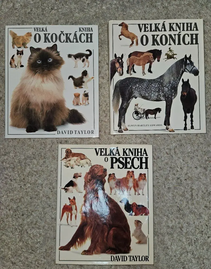 Velká kniha o kočkách, koních a psech – 3 knihy