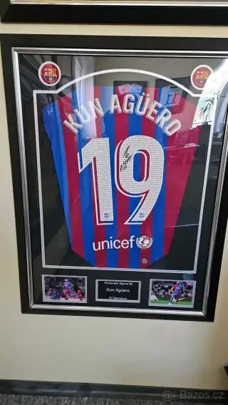 Ručně podepsaný dres Kun Agüero FC Barcelona , certifikát