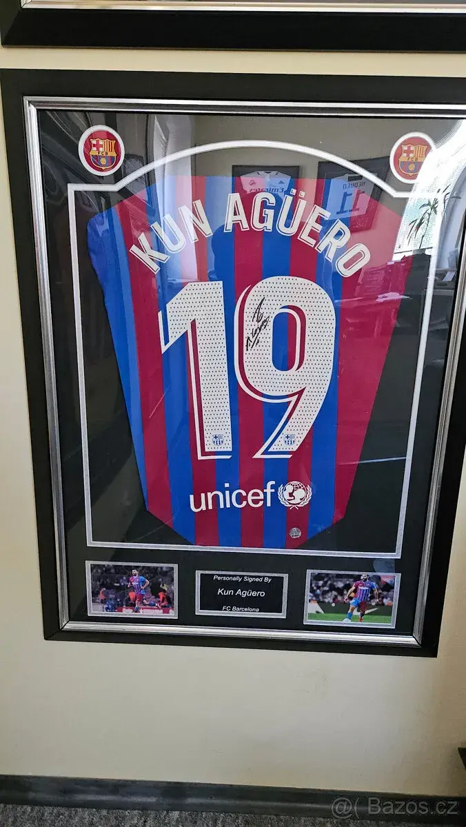 Ručně podepsaný dres Kun Agüero FC Barcelona , certifikát