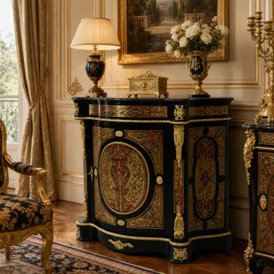 Zámecká komoda Boulle s mramorovou deskou