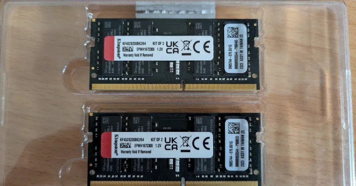 64 GB (2×32GB) DDR4 3200MHz CL20 SODIMM Kingston FURY Impact