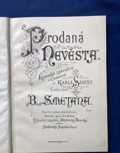 Prodaná nevěsta, libreto, noty, 1907, zachovalé