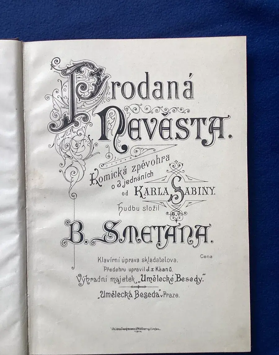 Prodaná nevěsta, libreto, noty, 1907, zachovalé