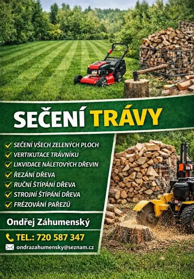 Sečení trávy, zahradnické služby,frézování pařezů