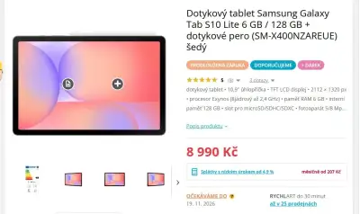 tablet Samsung Galaxy TAB S10 Lite 128GB sedy novy