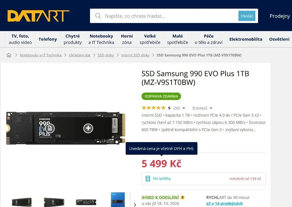 ŠPIČKOVÉ SSD SAMSUNG 1TB - ZÁRUKA 60MĚSÍCŮ
