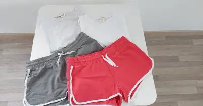2x bavlněné triko a 2x kraťasy H&M, věk cca 14 let