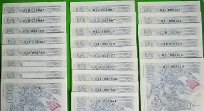 5000 Kč s přítiskem, série B,L,P,R,Y