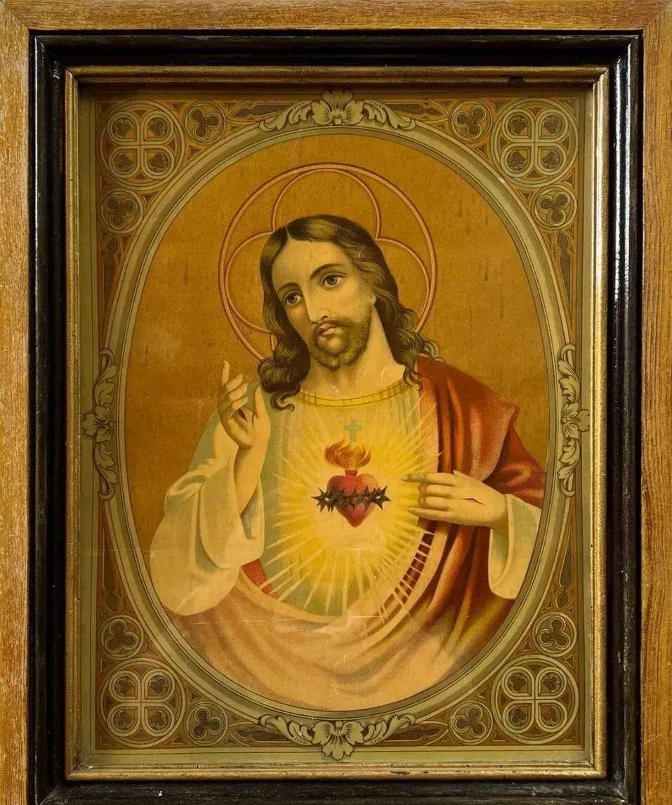 Starožitný obraz – Nejsvětější Srdce Ježíšovo (cca r. 1900)