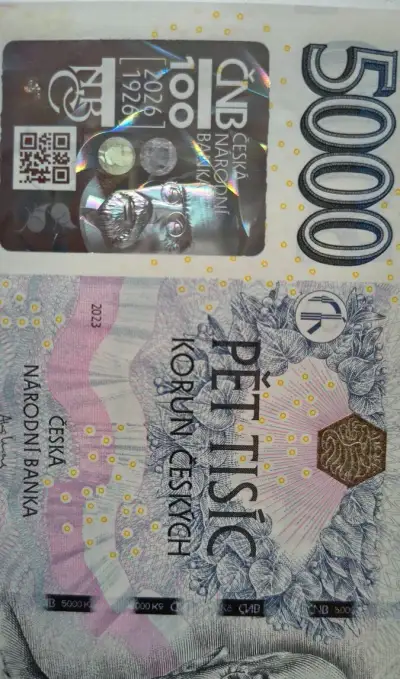 5000 Kč bankovka s přítiskem k 100. výročí založení ČNB