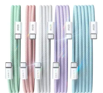 KabelLINSEN USB-C/USB-C, 60W,(3.1A)1M,2M,3M,Vícebarevny, Top