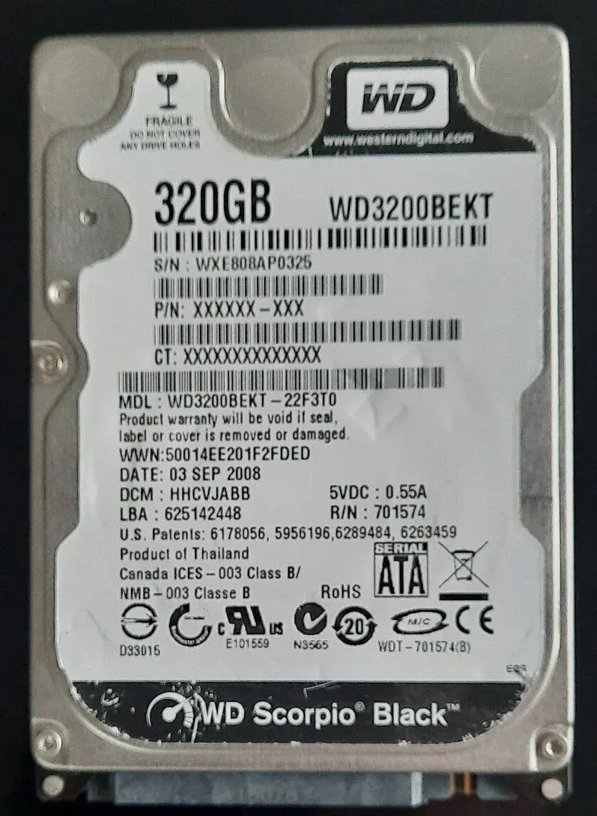 659 - WD SCORPIO BLACK 320GB 2,5" SATA HDD