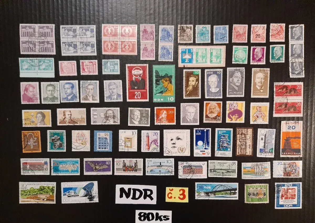 Poštovní známky NDR č.3 80ks