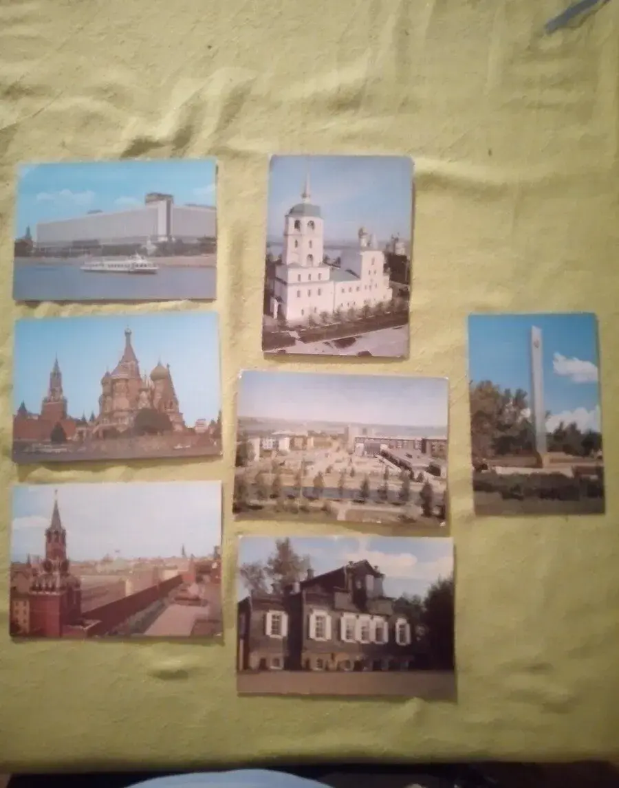 Pohlednice měst Moskva, Irkutsk, Omsk