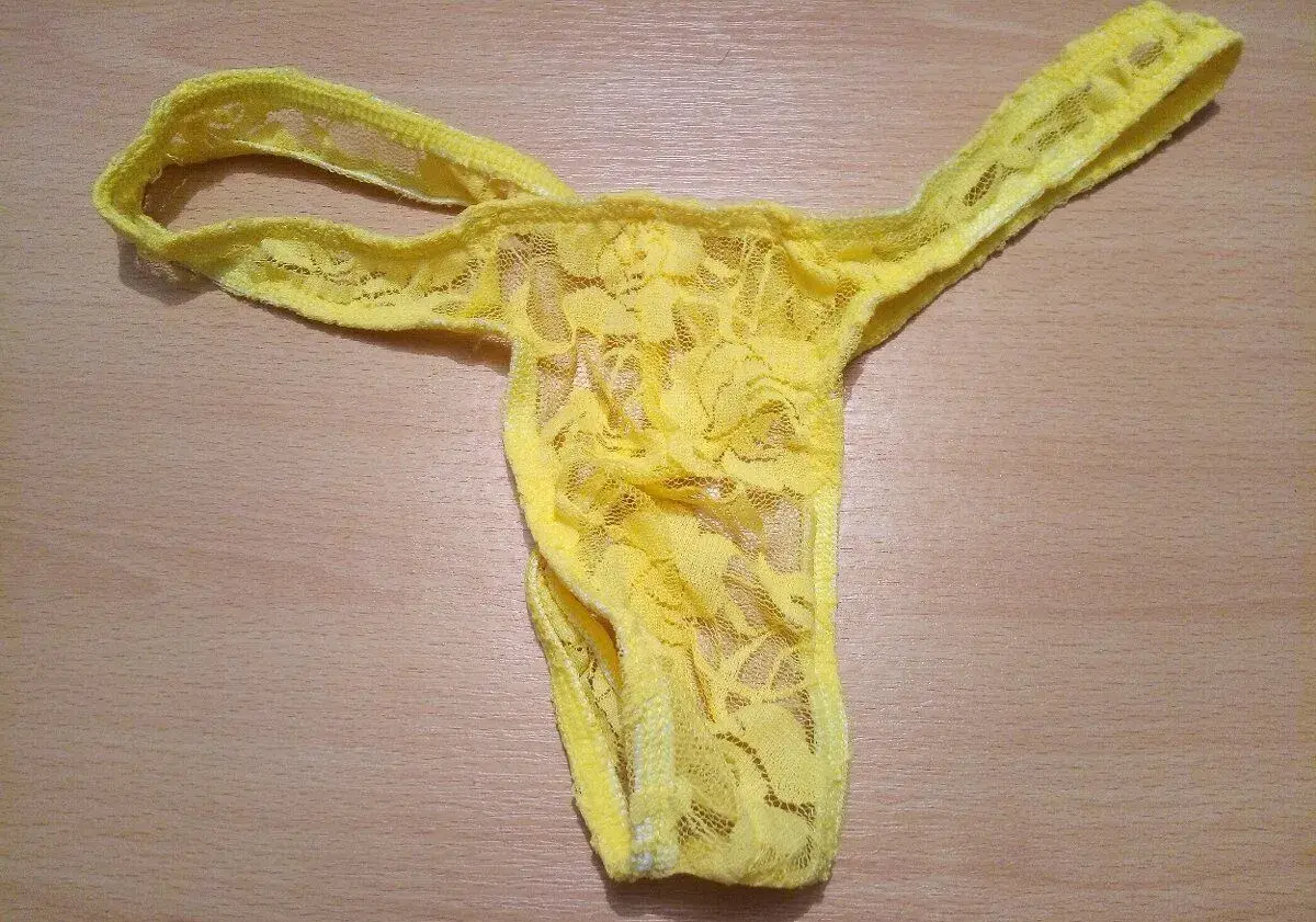 Pánské žluté krajkové tanga