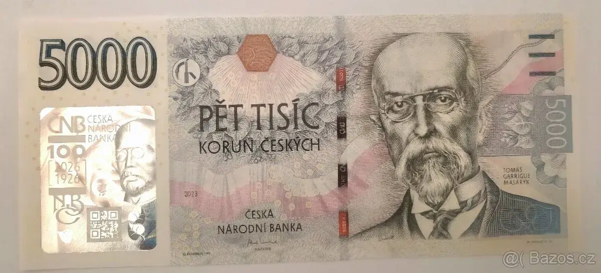 Bankovka 5000 Kč s přítiskem (2026)