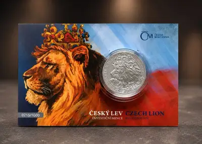 Český lev, 2 oz, 62,2g.stříbrná mince (Ag 999) jen 1000ks