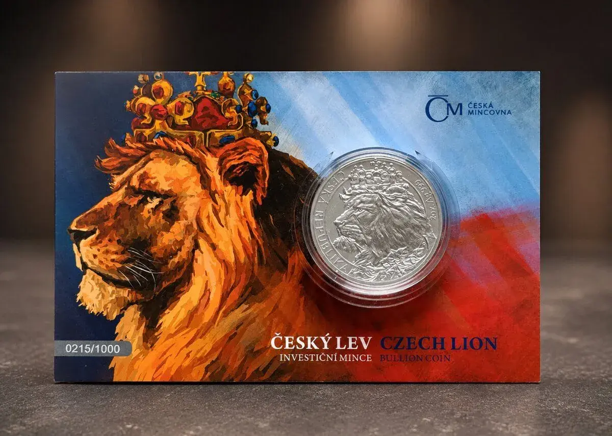 Český lev, 2 oz, 62,2g.stříbrná mince (Ag 999) jen 1000ks
