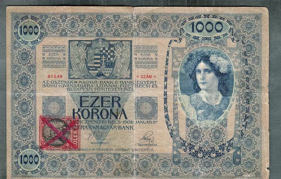 Staré bankovky 1000 korun 1902 KOLEK