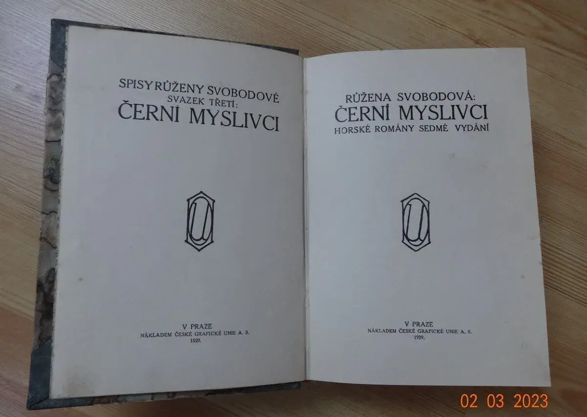 kniha ČERNÍ MYSLIVCI z r. 1929