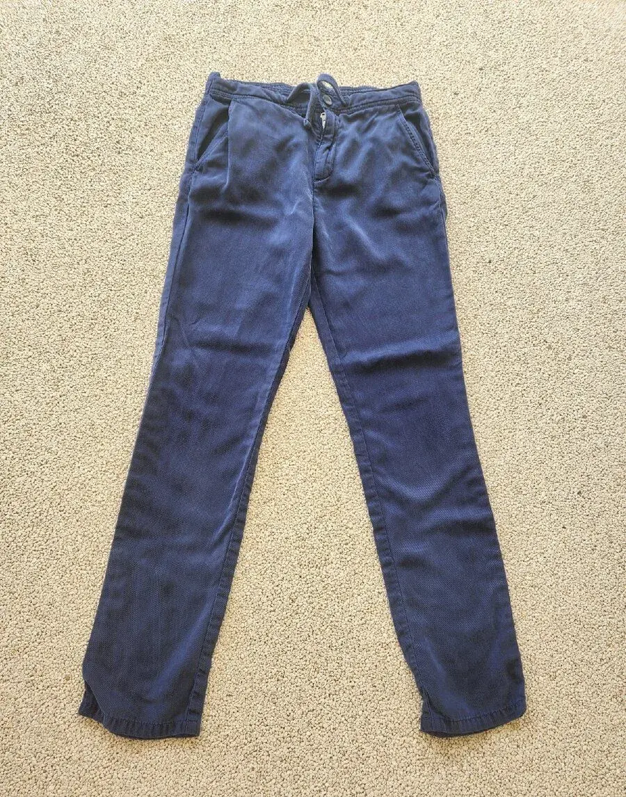 GUESS Navy tencel long chino pants