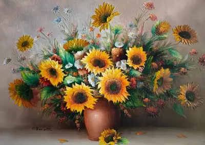 Obraz Oil Charles Benolt Sunflower Painting