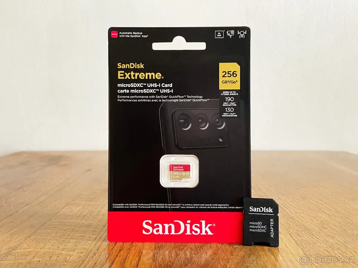 nová SanDisk Extreme microSDXC 256 GB paměťová karta