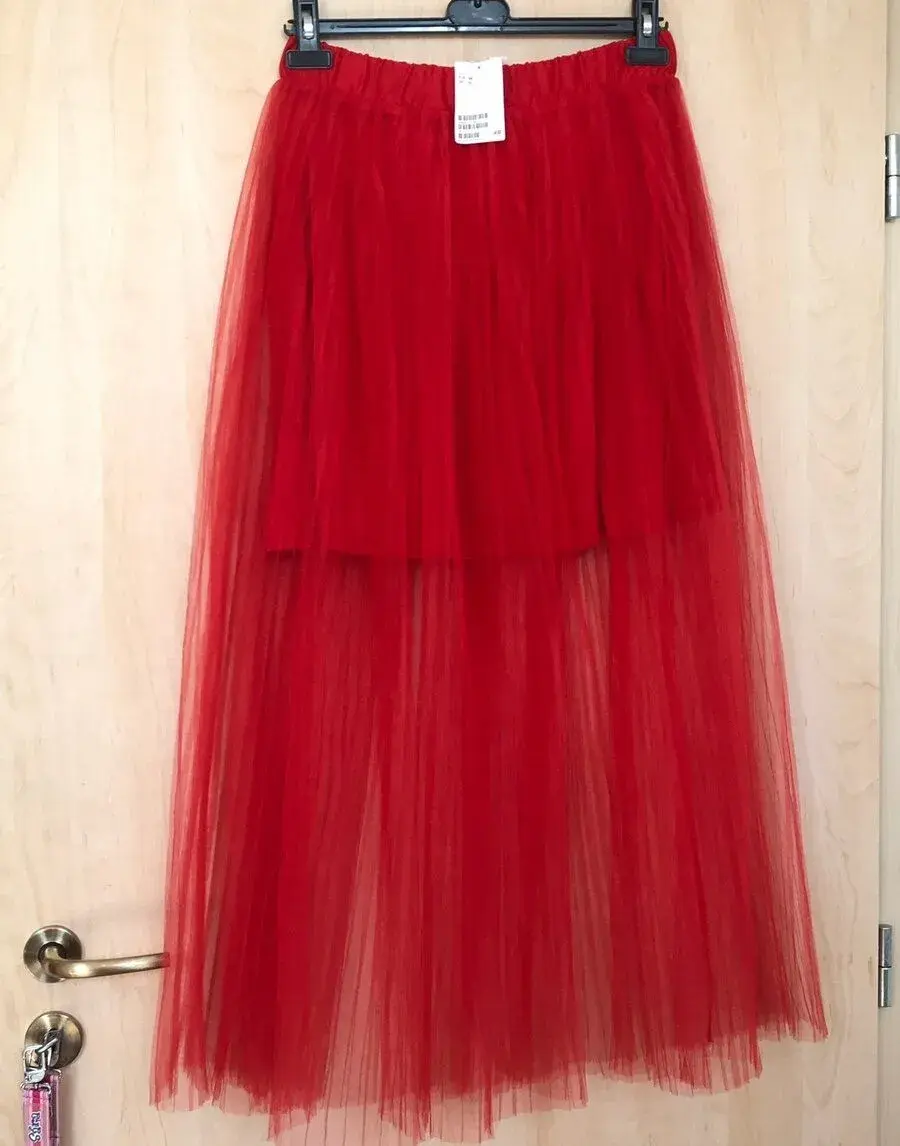 Červená tylová sukně H&M vel. M, nová s visačkou