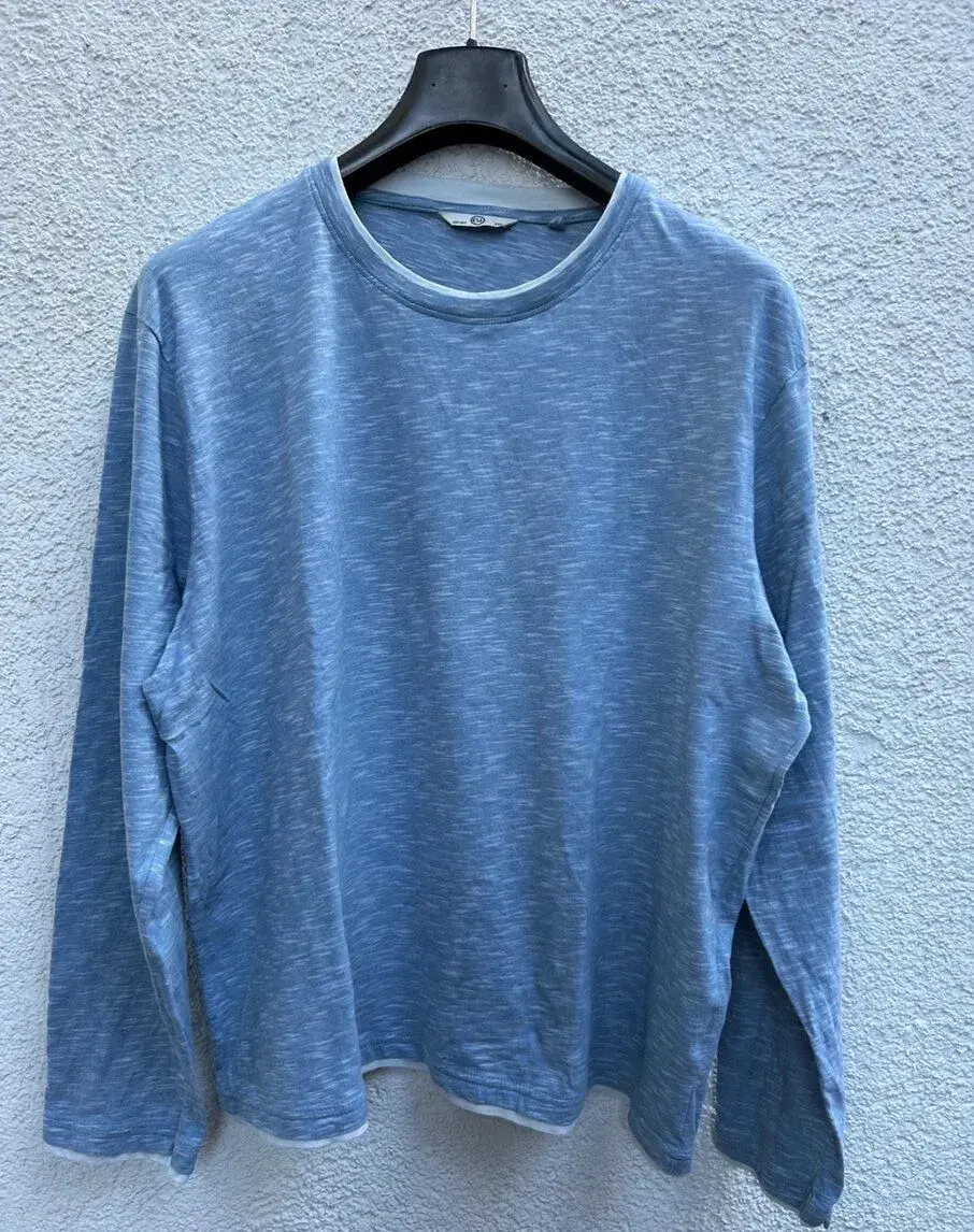 C&A XXL dvouvrstvá halenka - baby blue / bílá - 100% bavlna