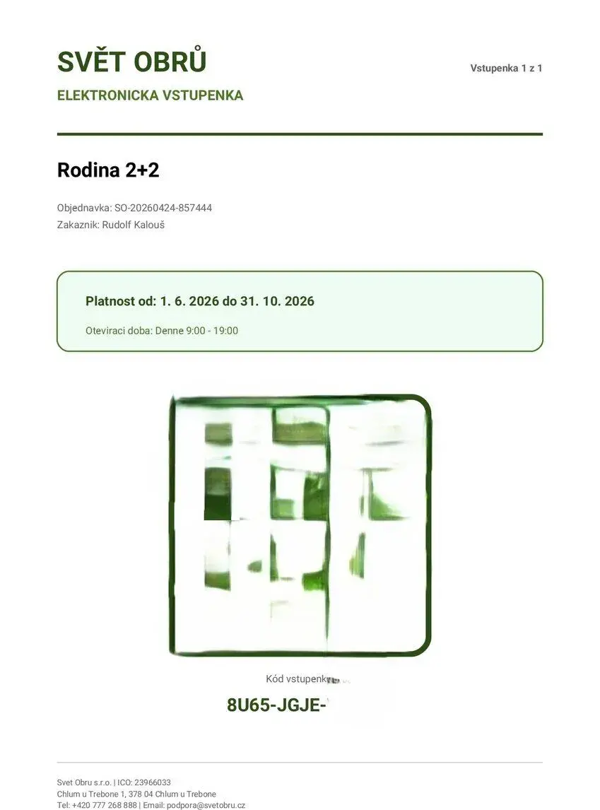Svět Obrů, rodinná 2+2