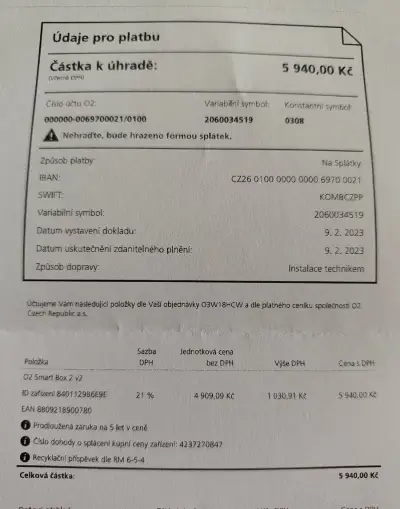 ZÁRUKA 2/2028 SMART BOX O2 MODEM smartbox V2 druhé generace