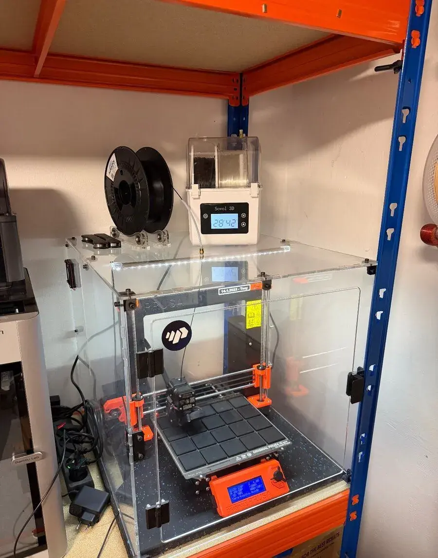Prusa i3 MK3S+ + kryt, sušička Sovol 3D a příslušenství