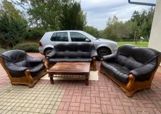 Kožená rustikální sedací souprava 3 2 1