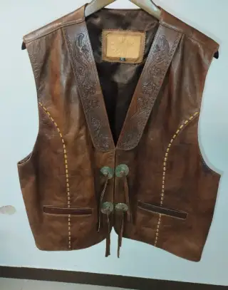 Vesta western kožená pánská XL