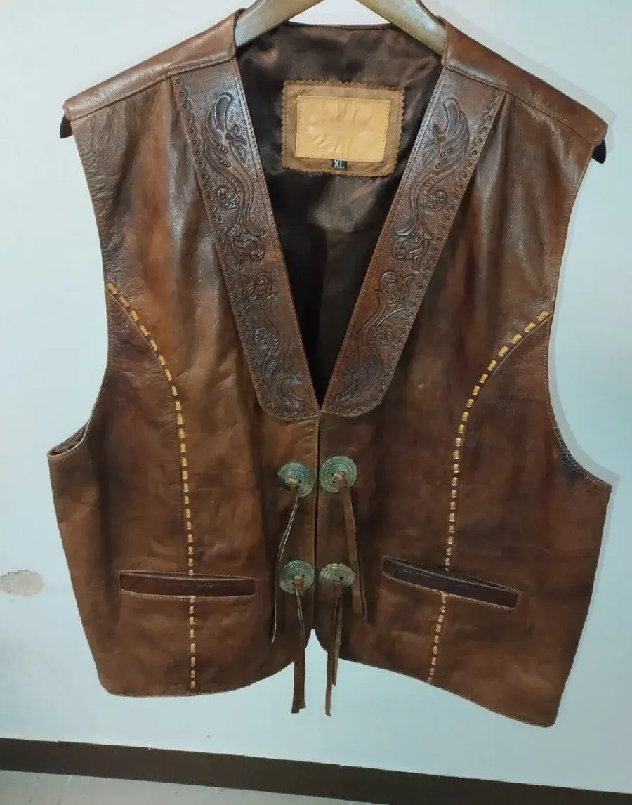 Vesta western kožená pánská XL