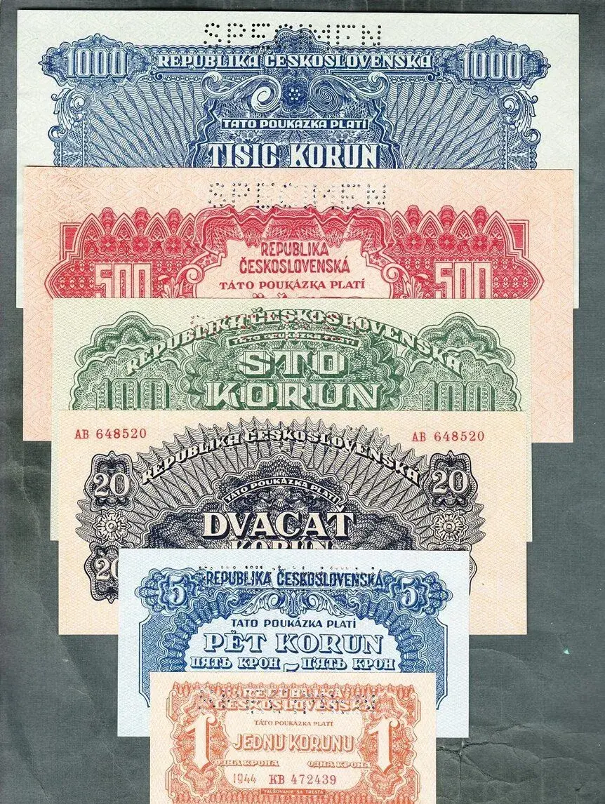 Staré bankovky KOMPLET SESTAVA 1944 bezvadný stav